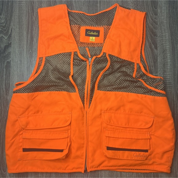 Cabela's Other - Cabela's Fowl Hunting Vest Mens XL Tan Orange Safety Pocket Storage Bird Duck